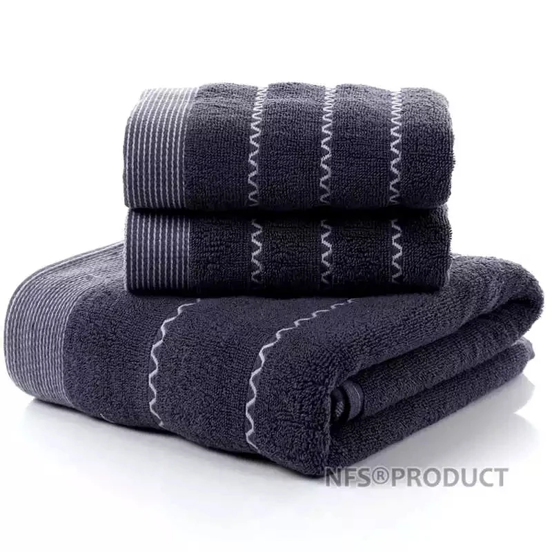 100% хлопок Полотенца комплект Ванная комната геометрический узор для ванной