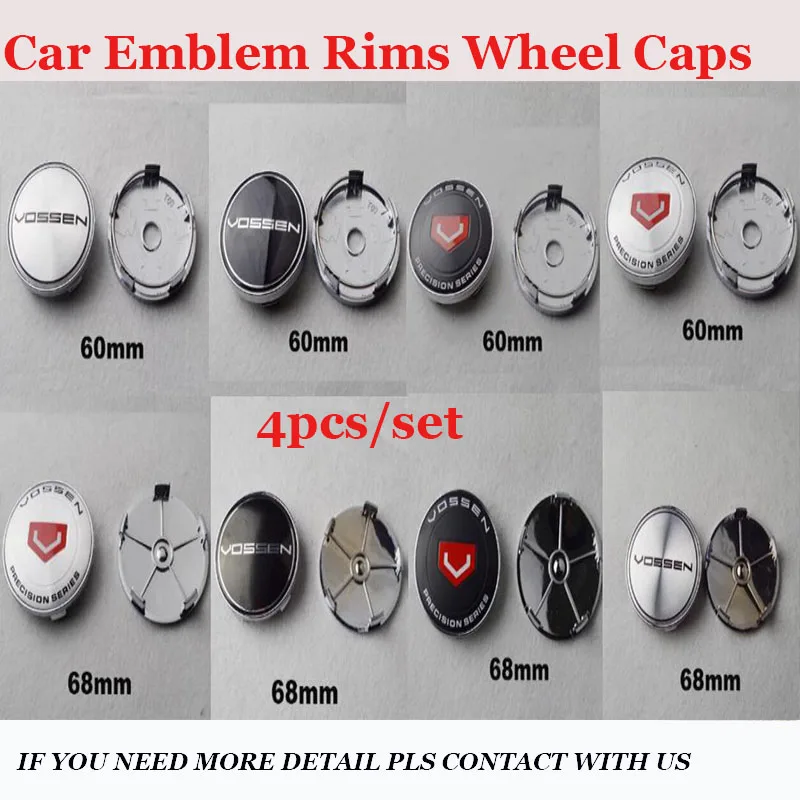 

High quality Car Covers 60mm 68mm Car Emblem Badge Rims Wheel Covers For Vossen Logo label Car Wheel Hub Center Caps 4pcs/set