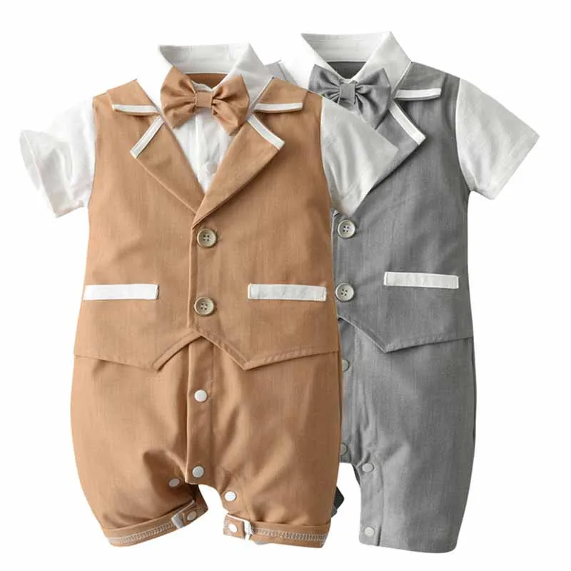 

Summer Baby Boys Clothing Gentleman Suit Newborn Clothes Baby Cotton Rompers Birthday Party Jumpsuit Infant Formal Clothing