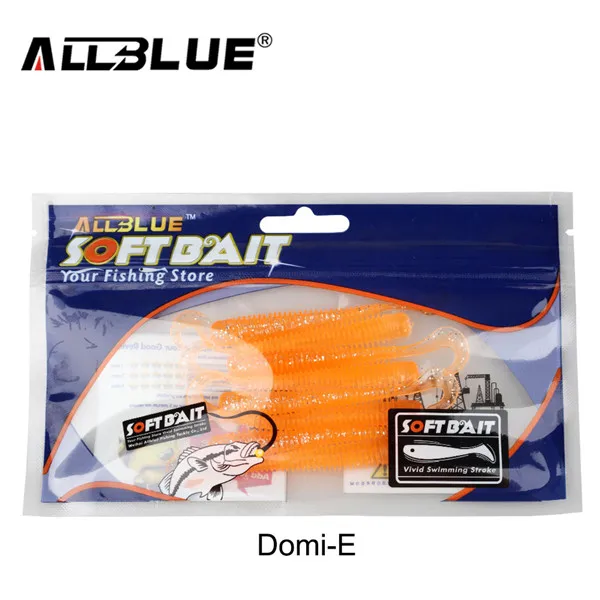 Color F ALLBLUE DOMI одинарная Мягкая приманка с хвостом 2 г/80 мм 8 шт./партия Червячные грубы силиконовая приманка isca Искусственный бас снасти - Цвет: Color F