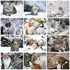 EverShine Алмазная живопись полная площадь Алмазный кошки вышивка крестом комплекты Алмазная вышивка животные картины из страз снег декор для дома