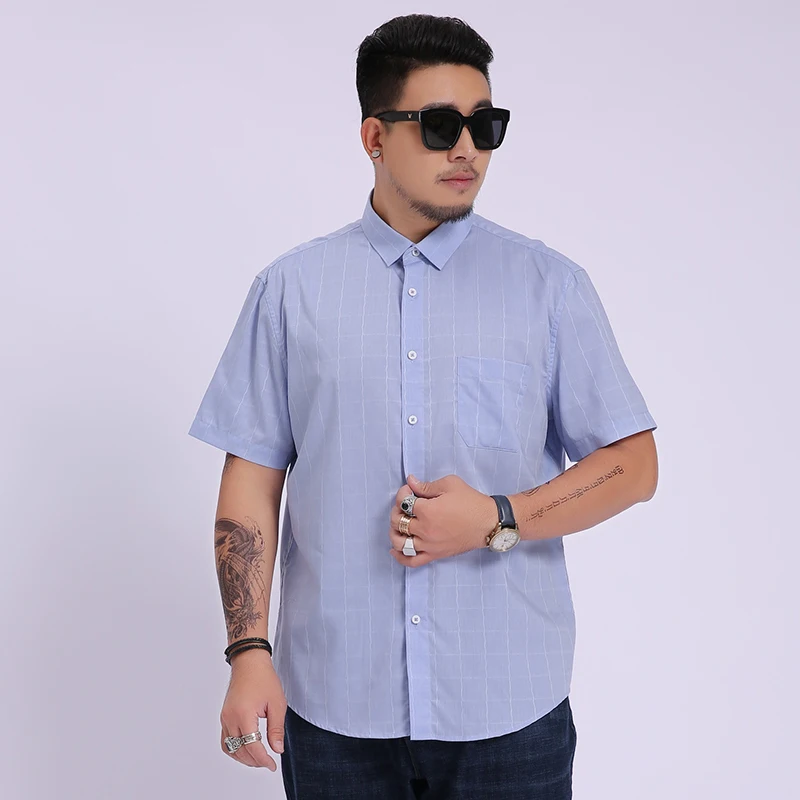 

2020 NEW men super large fashion male Cotton Oversized formal summer men's shirt Short sleeve high quality plus size 8XL 7XL 6X