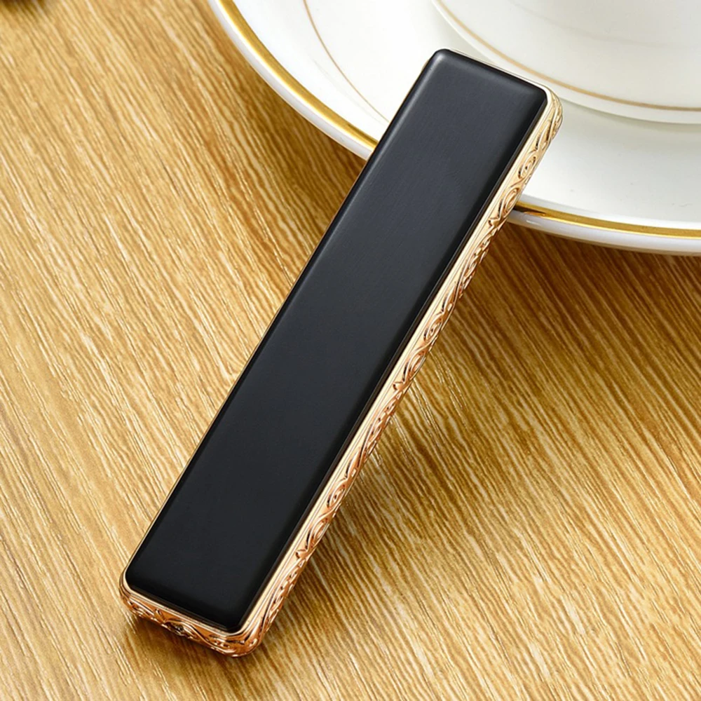 НОВАЯ тонкая Usb зарядка металлическая зажигалка электронные зажигалки маленькая перезаряжаемая электрическая зажигалка ветрозащитный подарок для мужчин