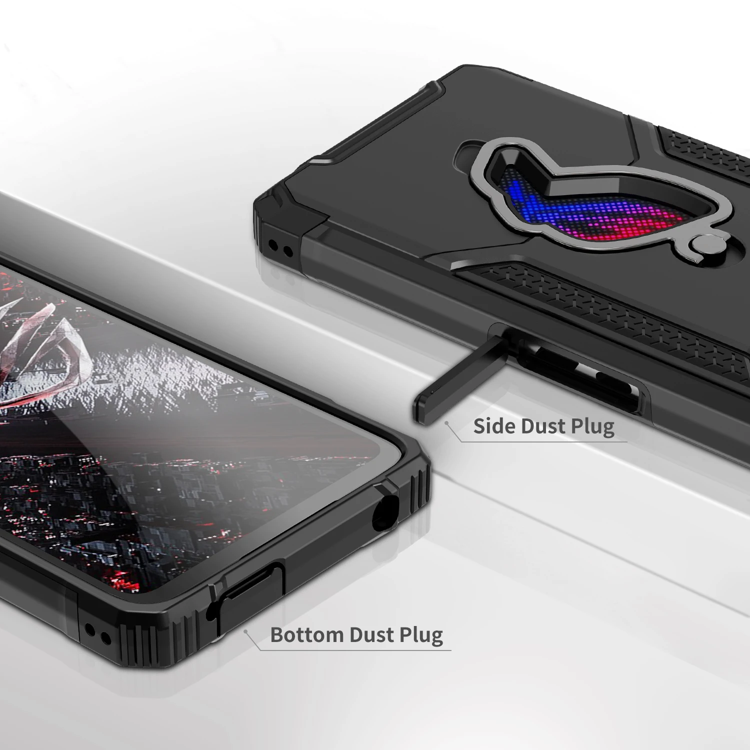 zshow armor case for asus rog phone 5 5s case air trigger compatible with kickstand dust plug drop protection for rog phone 5s free global shipping