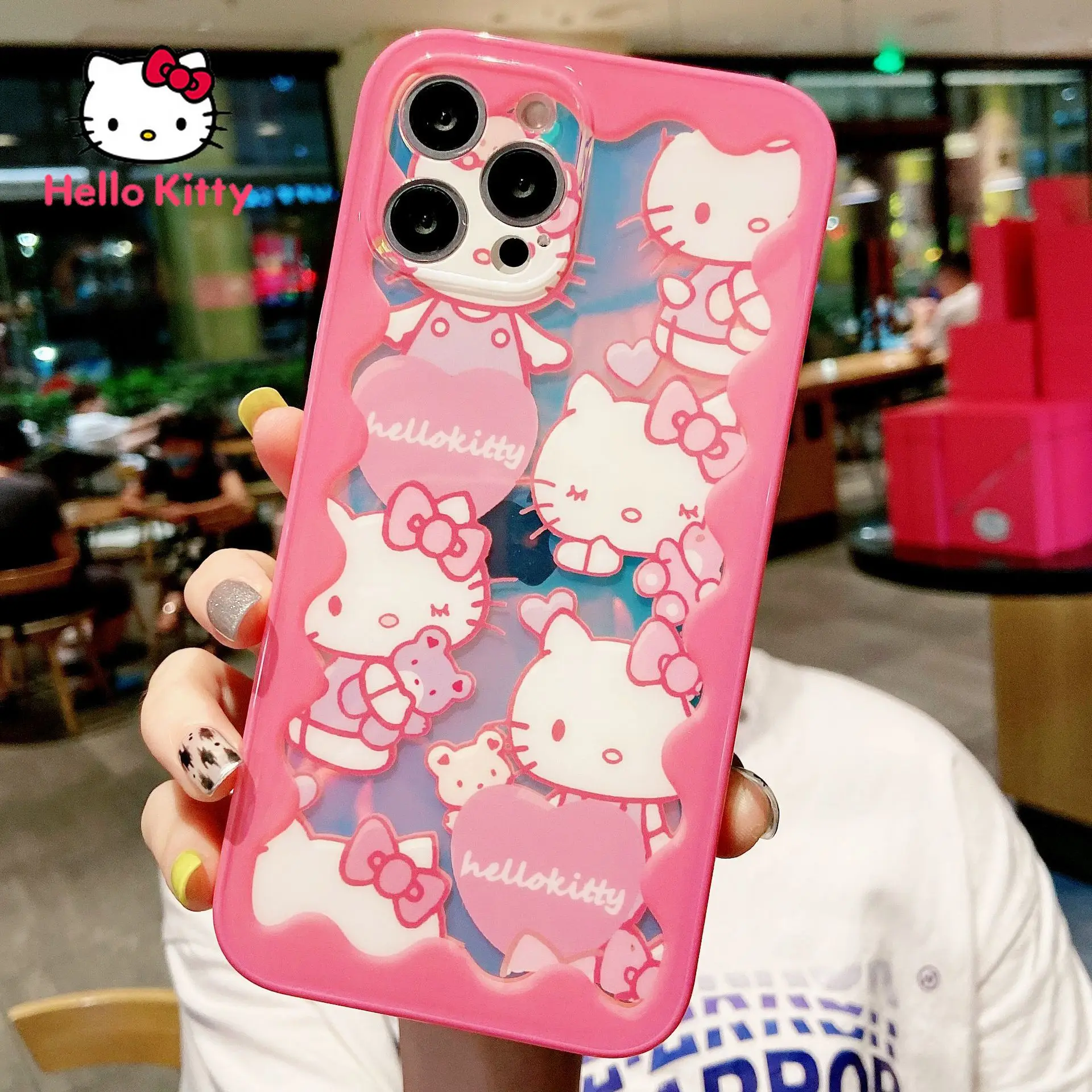 

Hello Kitty Transparent Laser Case for iPhone13 13Pro 13Promax 12 12Pro Max 11 Pro X XS MAX XR 7 8 Plus Anti drop Phone Case