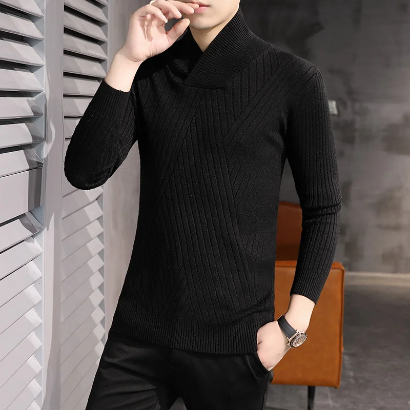 

2020 New Fashion Pullovers Men Casual Sweaters Knitted Striped Sweater Slim Fit Male Streetwear Pullovers Harajuku Sweater