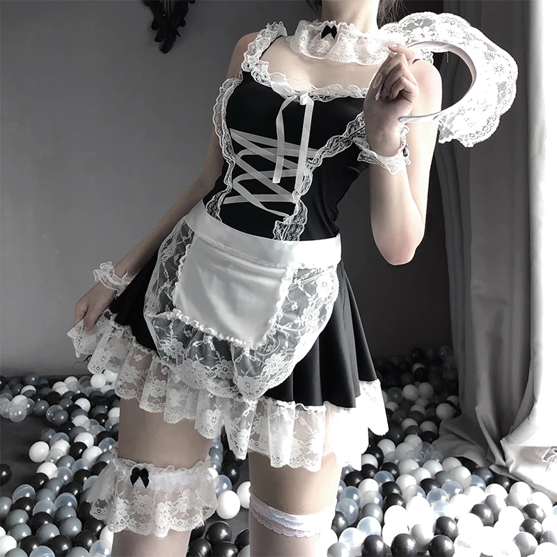 

Maid Servant Lolita Hot Costume Babydoll Dress Uniform Erotic Role Play Cute Live Show Women Sexy Lingerie Cosplay Costumes
