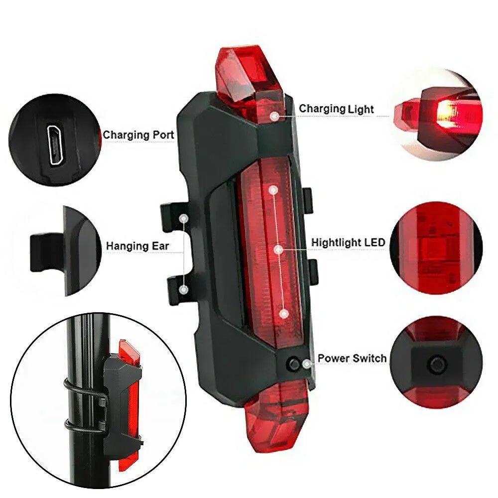 

Rechargeable Led Bike Light Bicycle USB Waterproof Cycle Front Back Headlight