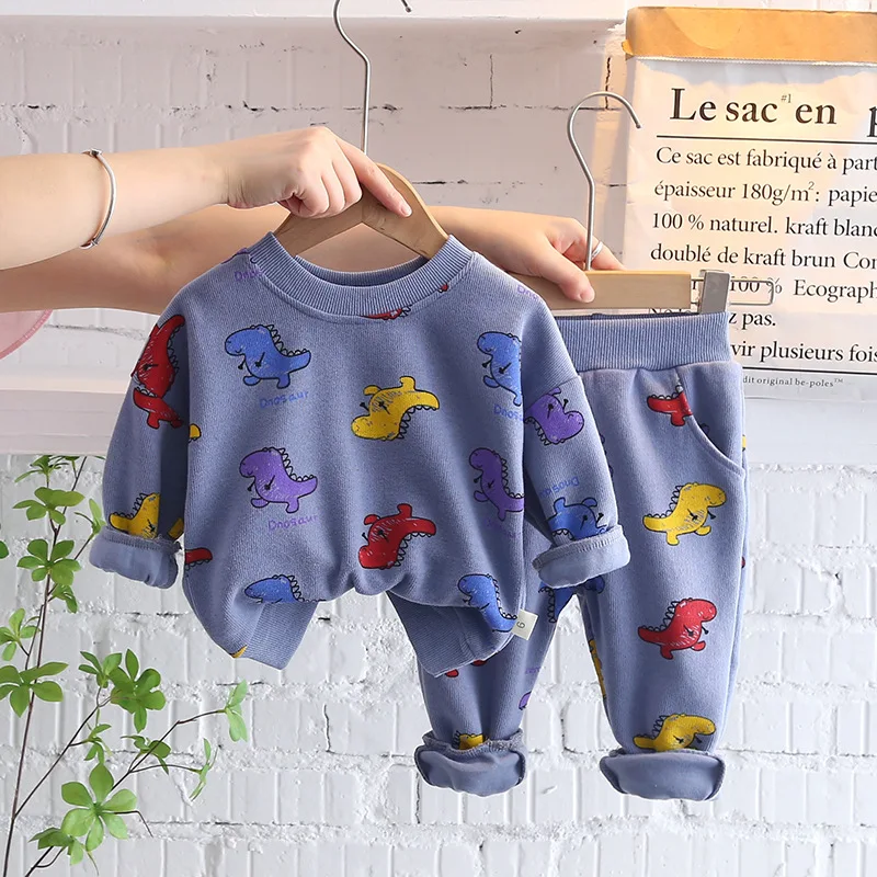 

Baby Boys Dinosaur Clothes Pants Set Children Pajamas Cartoon Sleepwear Kids Sportswear For Girls Long Sleeves+Trousers Outfits