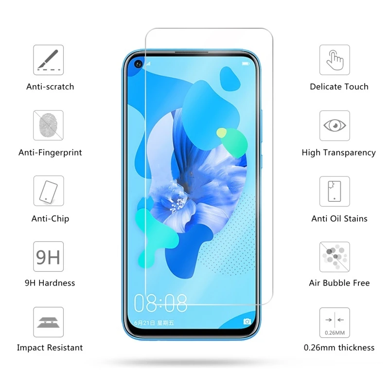 Protector de pantalla de vidrio templado para Huawei Mate 30 Lite, vidrio templado para Huawei Mate 30 Lite 9H, 2 unidades-2