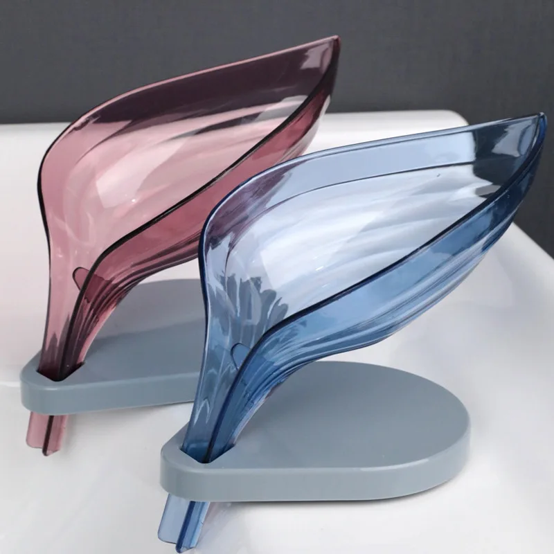 

Fashion Creative Leaf Soap Box Bathroom Non Perforated Suction Cup Soap Holder Toilet Drain Washing Soap Box