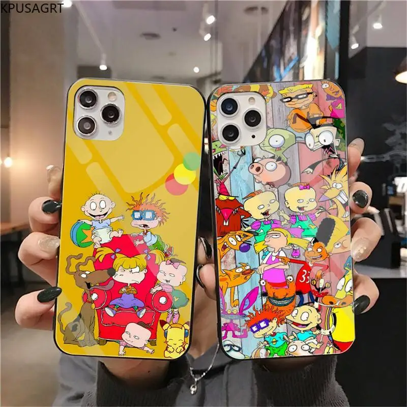Милый чехол Reptar для телефона закаленное стекло iPhone 11 Pro XR XS MAX 8X7 6S 6 Plus SE 2020