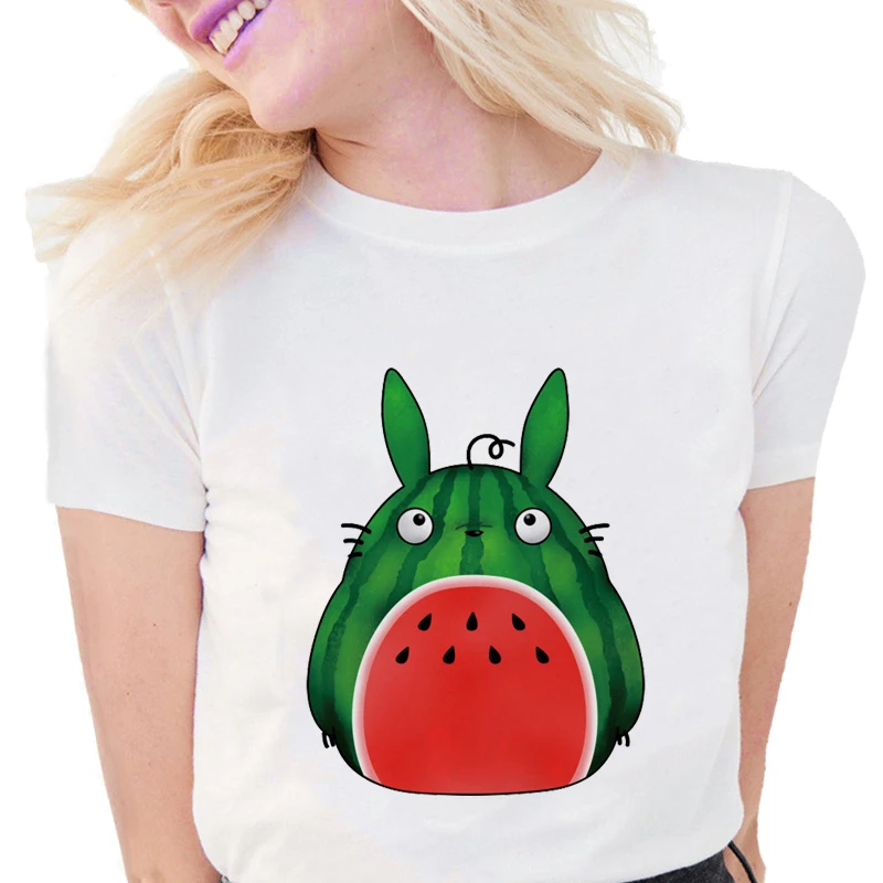 Милая мультяшная футболка с изображением Тоторо Женская забавная Футболка