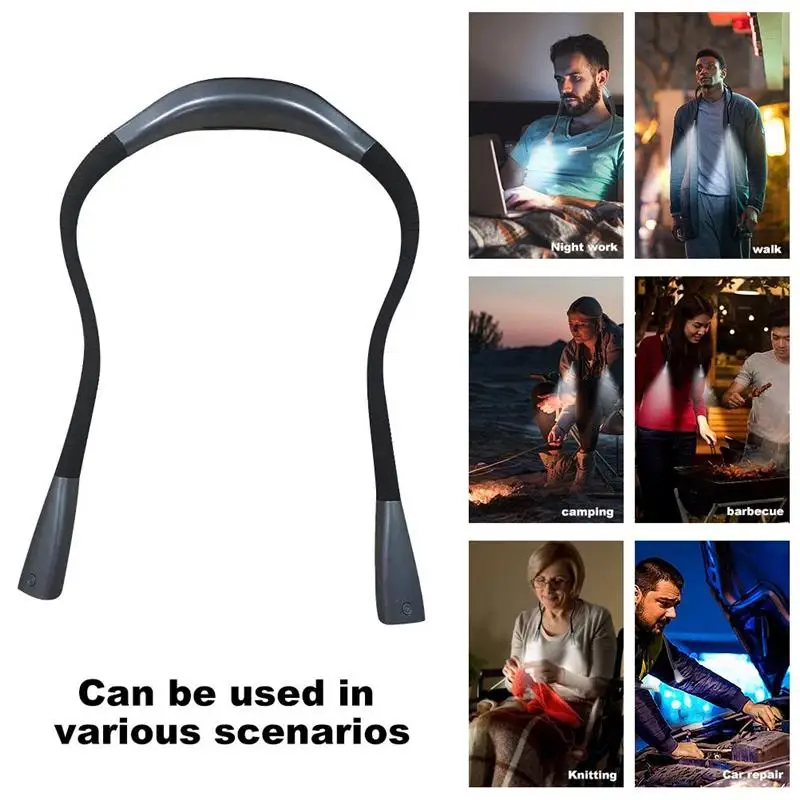 

Flexible Neck Light Reading Light Rechargeable 4 LED Hanging Book Light for Outdoor Reading Knitting Camping Repairing Running