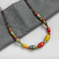 colorful retro irregular shape adjustable ceramic gift neckalce artware antique wholesale necklaces pendants for women xn030