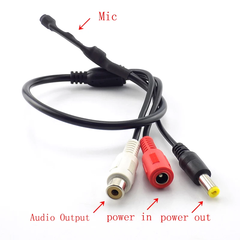 DC 12V Звуковой монитор Аудио Пикап Мини Микрофон RCA Кабель питания для камер видеонаблюдения CCTV Security Camera DVR Video Surveillance on.