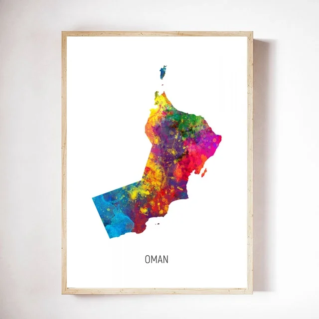 Оман карта акварель Художественная печать холст плакат | Дом и сад