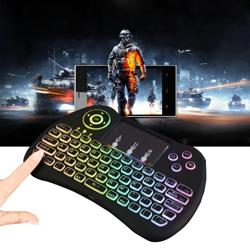 H9 Colorful Backlight Wireless Keyboard 2.4G USB Receiver Remote For Android TV Box | Электроника
