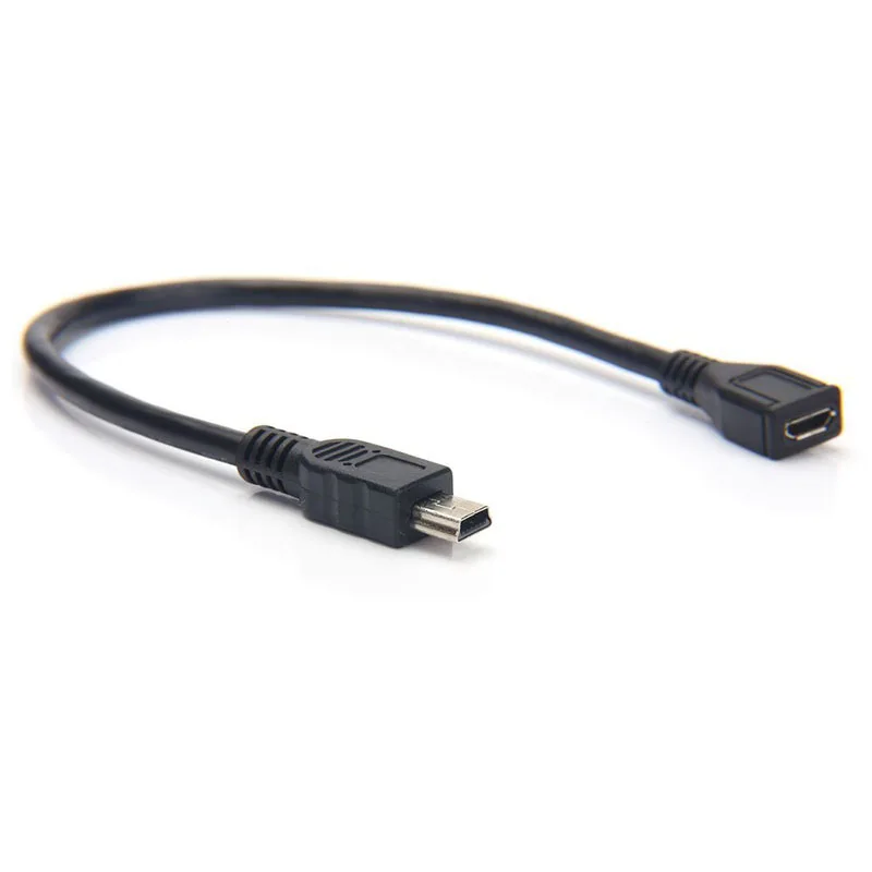 

0.25M Black USB 2.0 Mini 5-Pin Male to Micro Female Cable Adapter Charger Data Cable For Tablet Phone Transfer For MP3/MP4
