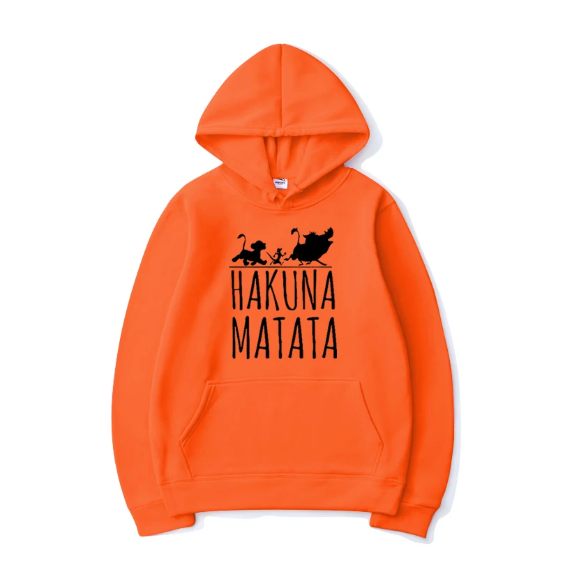 

2021 new Fashion Cartoon Hoodie Lion King Hakuna Matata Print Men's Casual Fashion Hooded Sweatshirt Pullover Men's Hoodie Top