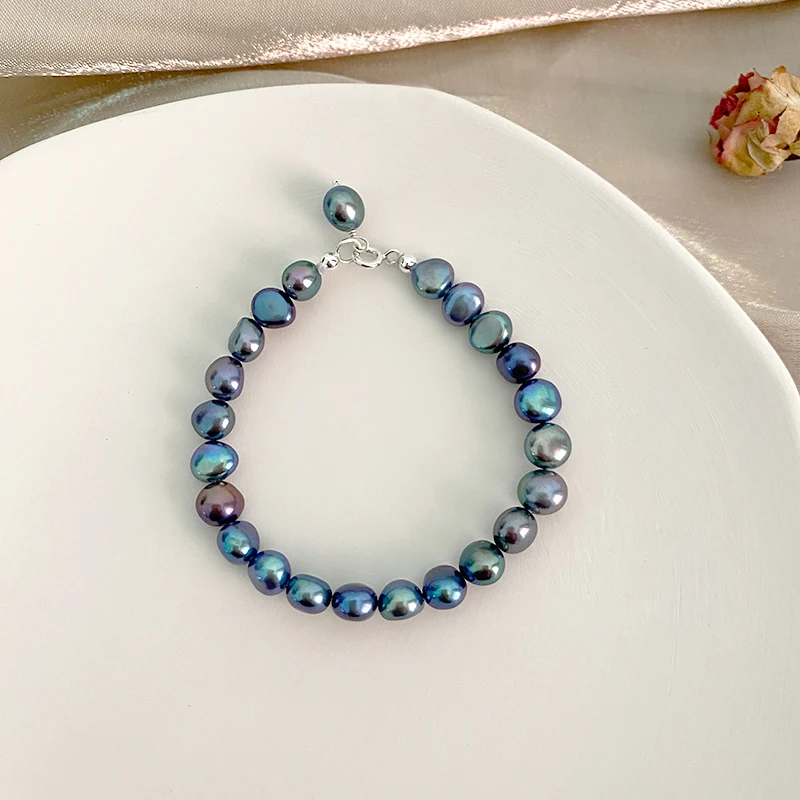 Женский браслет ASHIQI из натурального барочного жемчуга с пуговицами серебра 925