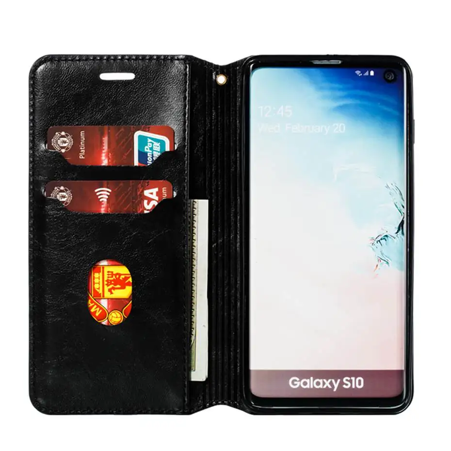 Кожаный флип чехол для телефона samsung S10 S9 S8 S7 плюс A5 A6 A7 J4 J6 J7 J2 Pro 2018 J3 J5 2017 кожа