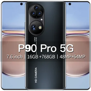 global version smartphone p90 pro 16gb ram 768gb rom 7 6 inch real perforated hd screen smartphone android 11 unlocked 5g phone free global shipping