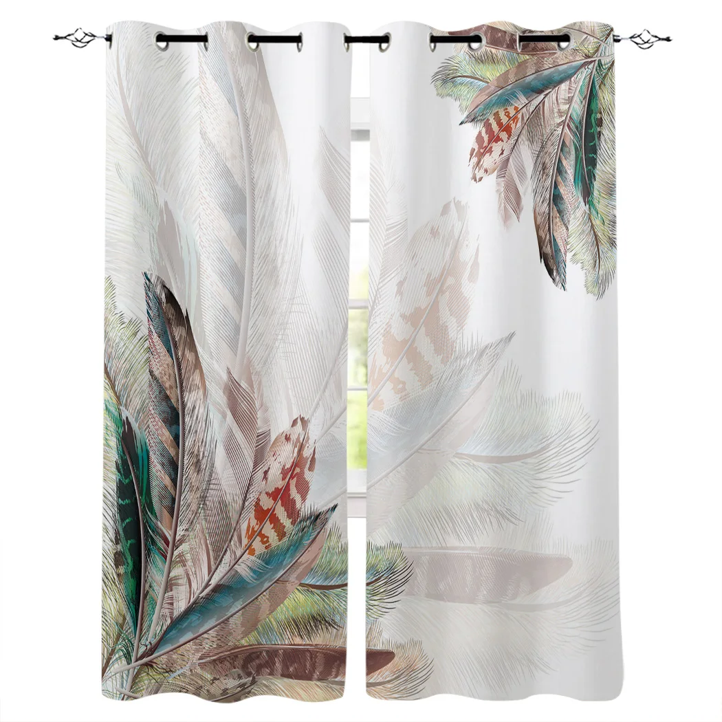 Милые цветные перья занавески s для окон Современная печать на заказ гостиной