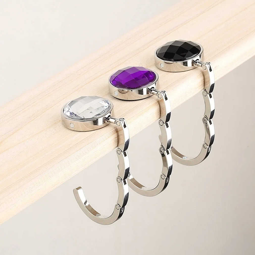 Portable Foldable Folding Crystal Alloy Purse Handbag Hook Hanger Bag Holder | Multi-Purpose Hooks