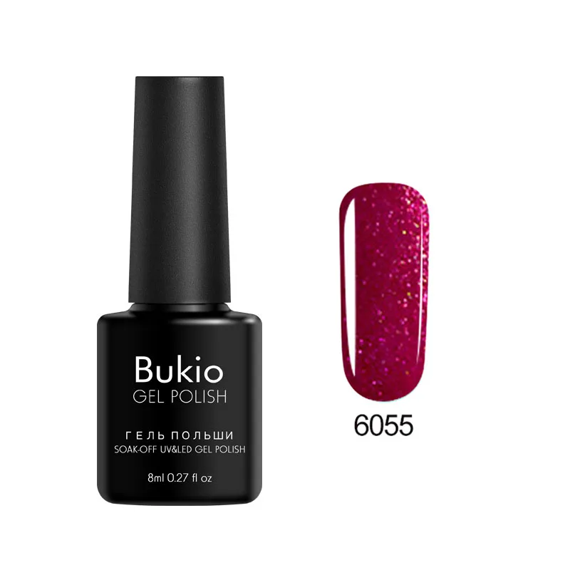 Bukio, новая Обновленная краска для ногтей, один шаг, 3 в 1, лак для ногтей, Полупостоянный УФ-Гибридный гель, эмалированный Гель-лак для ногтей, 8 мл - Цвет: 6055