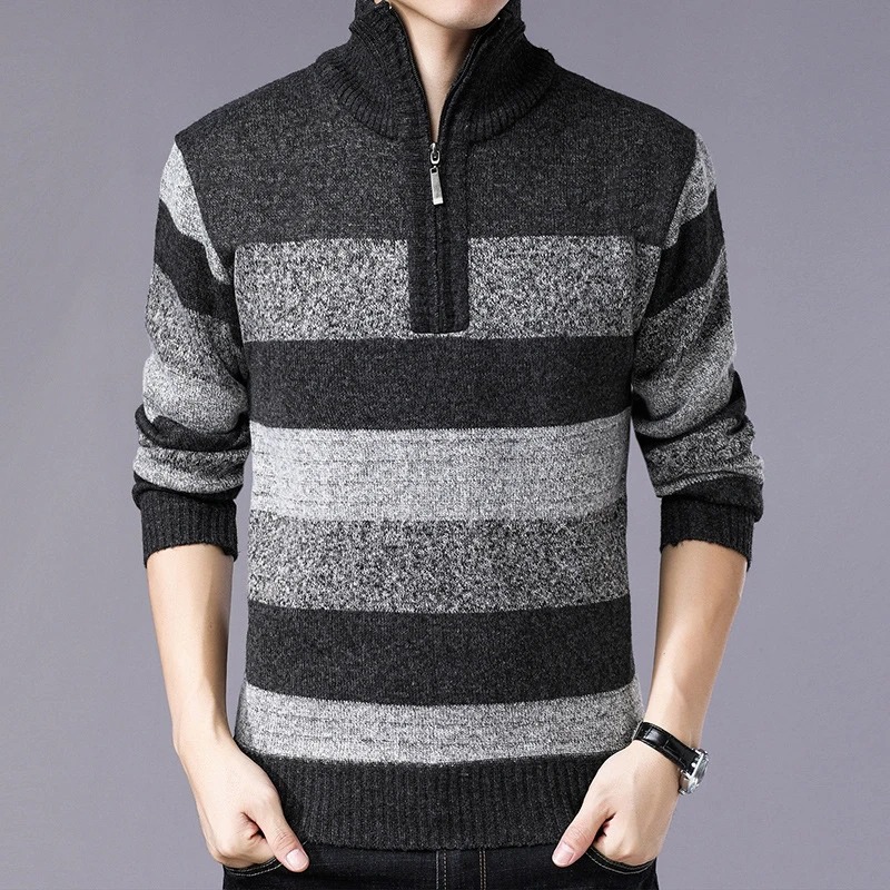 DIMUSI осенне-зимние мужские свитера из искусственного меха шерстяные вязаные