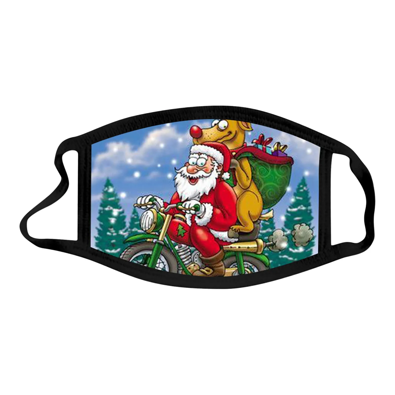 Картонная маска с рождественским принтом ветрозащитная не сползающая Женская