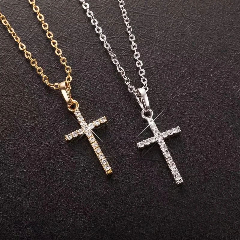 

Cross Pendants for Women Men Fashion Gold Black Color Crystal Jesus Cross Chains Necklaces Jewelry Gifts