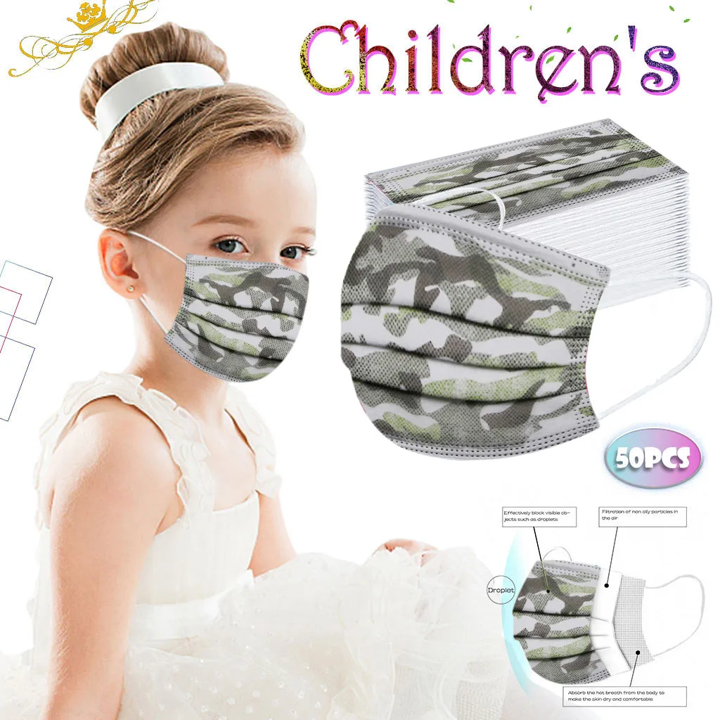 

50pc Children's Mask Breathable Health Care Protective Disposable Face Mouth Mask Mouth-muffle 3ply Ear Loop Mascarillas