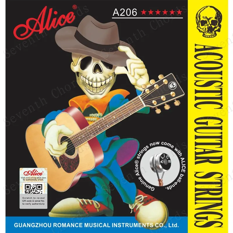 

2 Sets Alice A206 type Acoustic Guitar Strings Phosphor Bronze Alloy wound Steel Strings 1st-6th 011 & 012 for choose