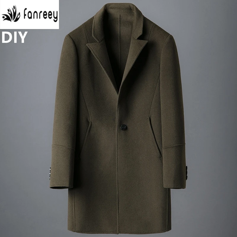 Декоративный Шов Из Для мужчин из овечьей шерсти шерстяное пальто двухсторонний