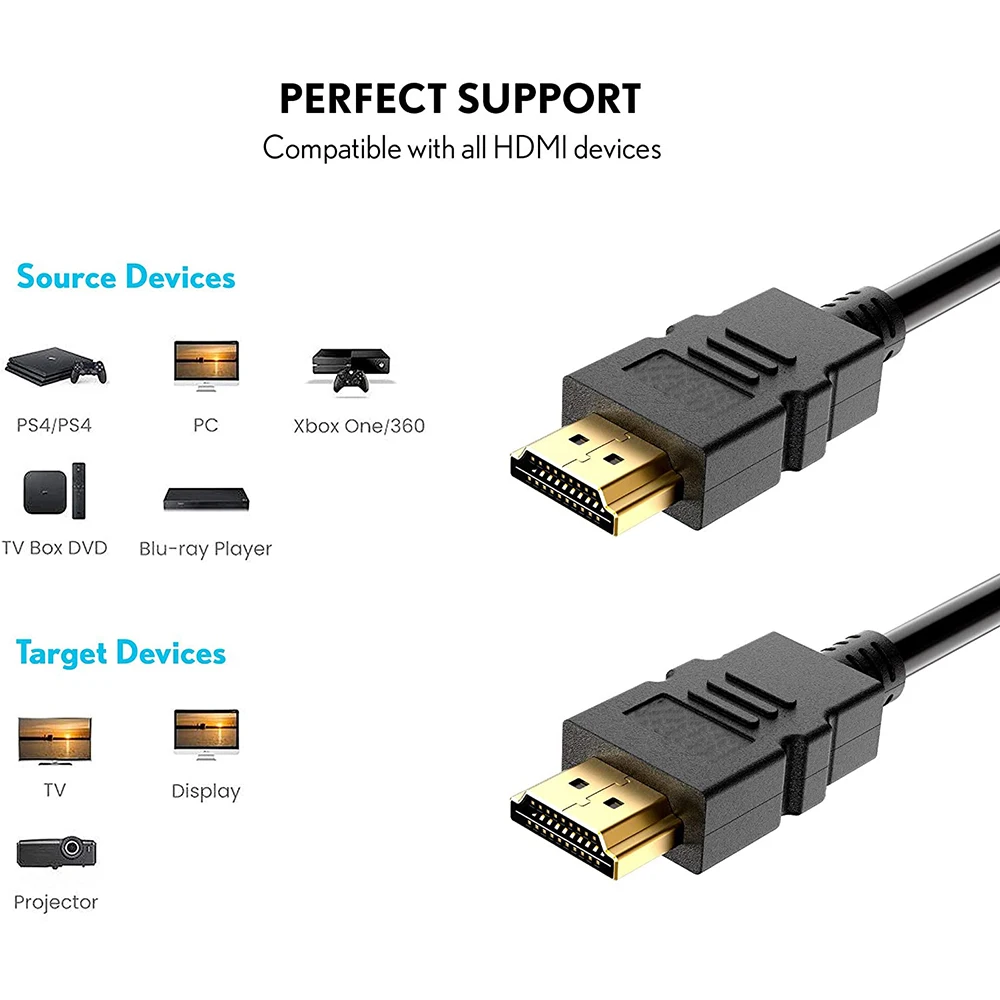 Кабель HDMI 1 м 5 2 3 7 15 20 видеокабель 4K/60 Гц 4 1080P 3D позолоченный кабель для HDTV XBOX |