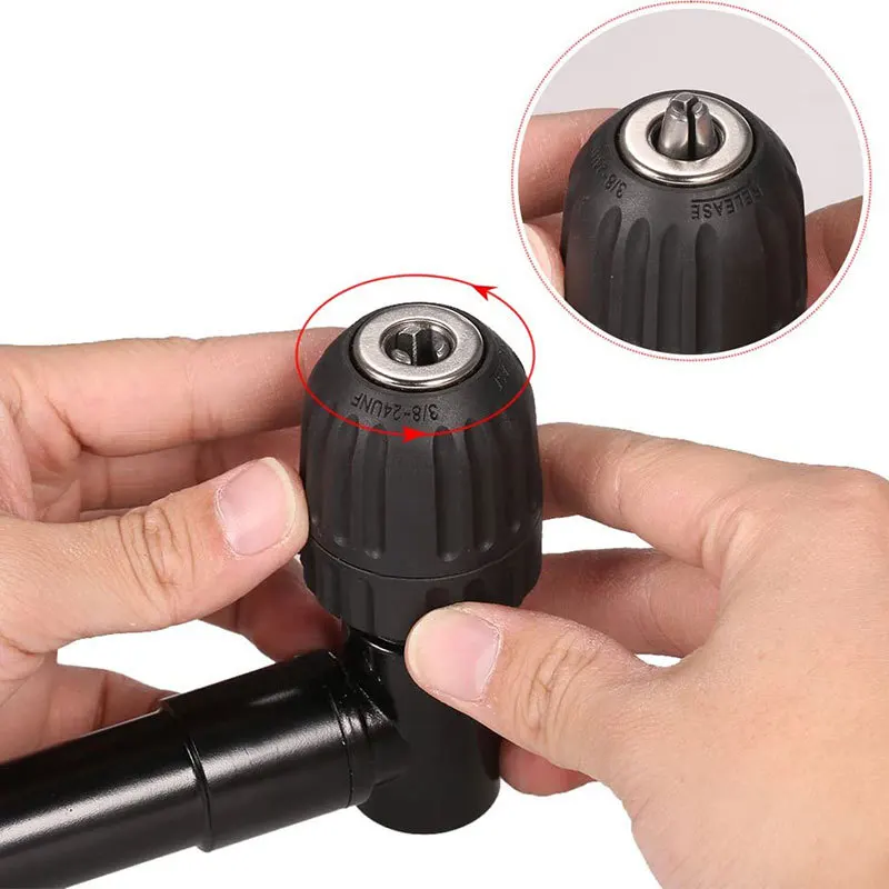 

ZK30 90 Degree Right Angle Electric Drill Corner 8mm Hex Shank Turning Device Bend Extending Three-jaw Chuck Range 1-10mm