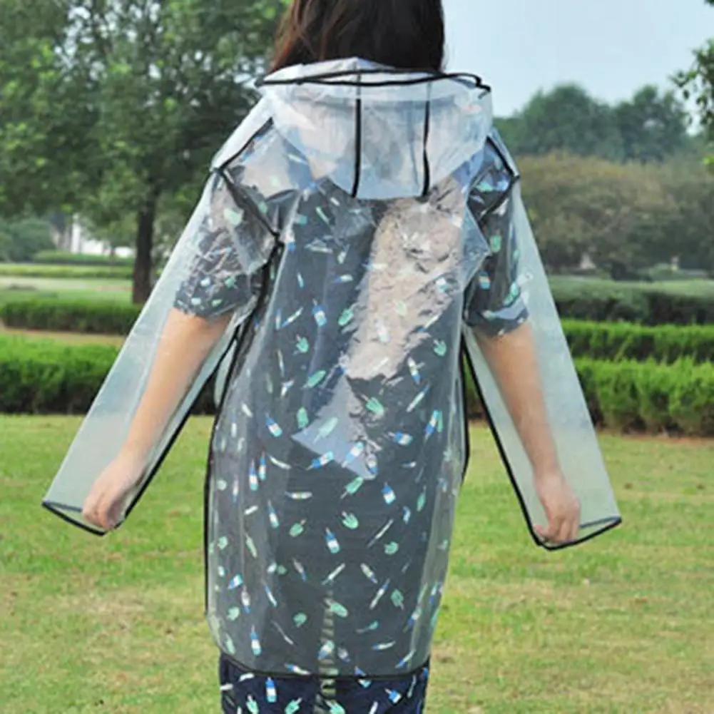 

Transparent Waterproof EVA Unisex Raincoat Long Sleeve Hooded Rain Poncho Outdoor Activities Rainy Day Waterproof Jacket