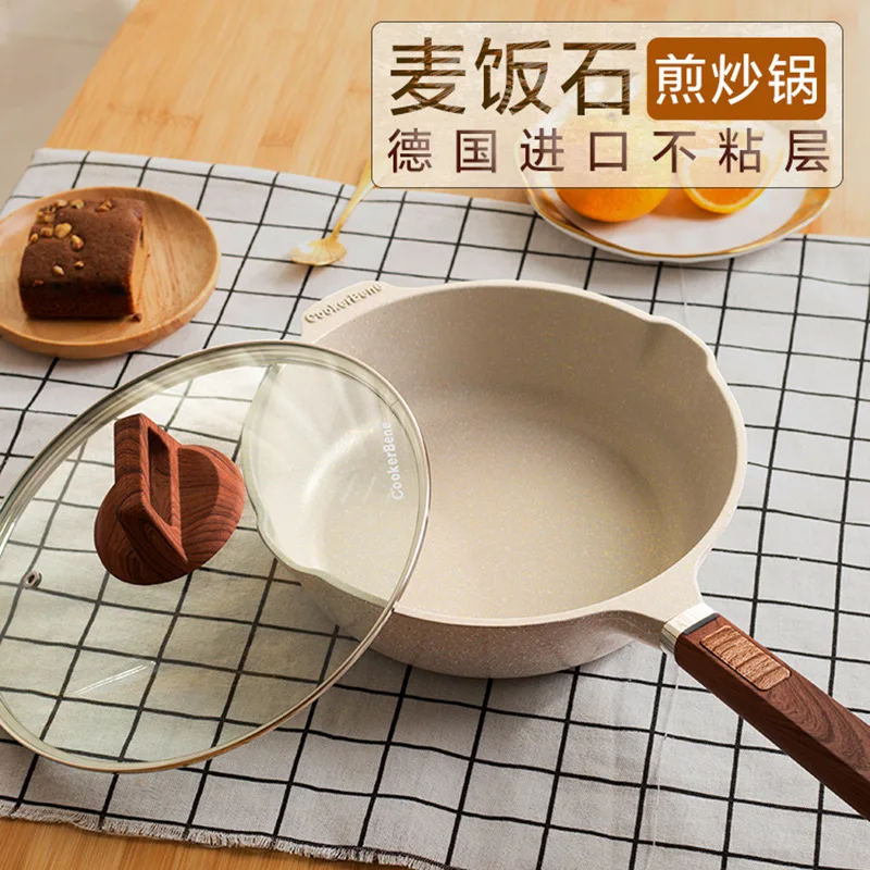 

Household Maifan Stone Pan Nonstick Pan Gas Lightweight Mini Deepened Smokeless Net Red Frying Pan