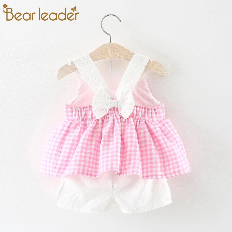Bear leader Baby Girls Clothing Sets Fashion Kids Cotton Cute P Sleeveless T-shirt+shorts Children Clothes suits | Детская одежда и