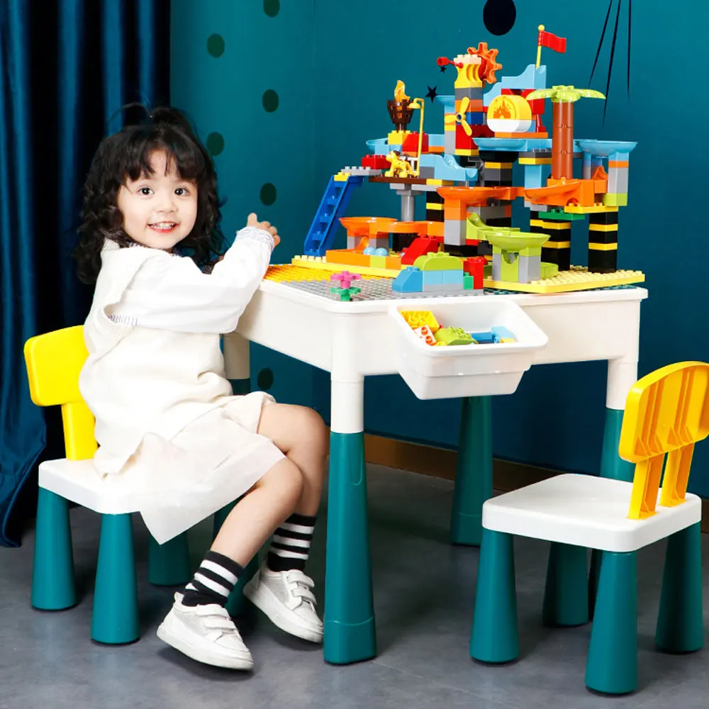 Многофункциональные строительные блоки стол с duploed игра доска для письма детей