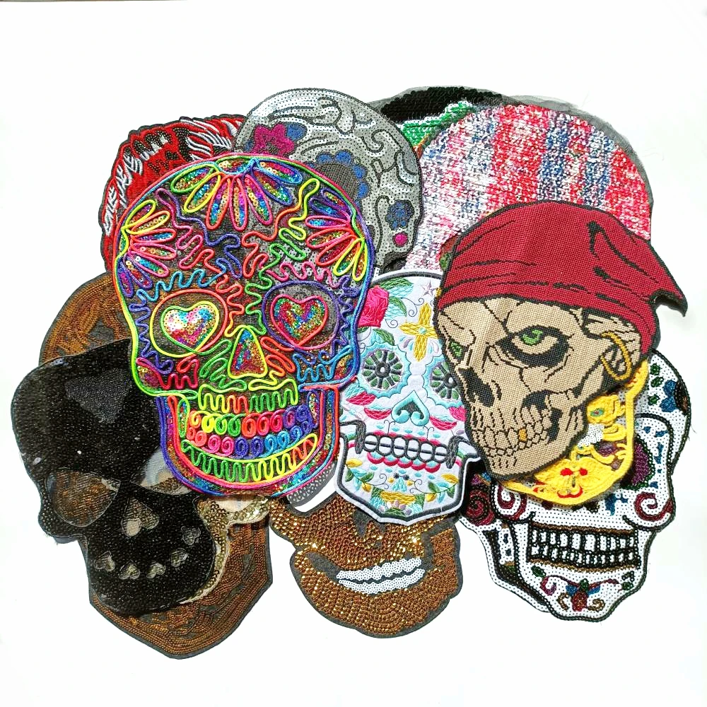 

DIY large embroidery big skull animal cartoon patches for clothing QR-3129