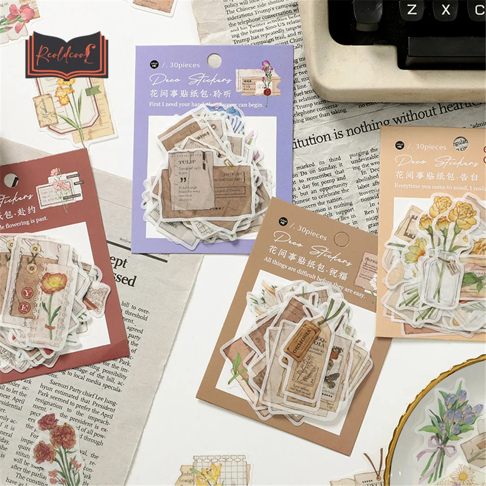 

30pcs/set Creative Plant Handbook Flower Room Series Sticker Pack DIY Craft Decorative Stickers Scrapbooking Supplies Stationery