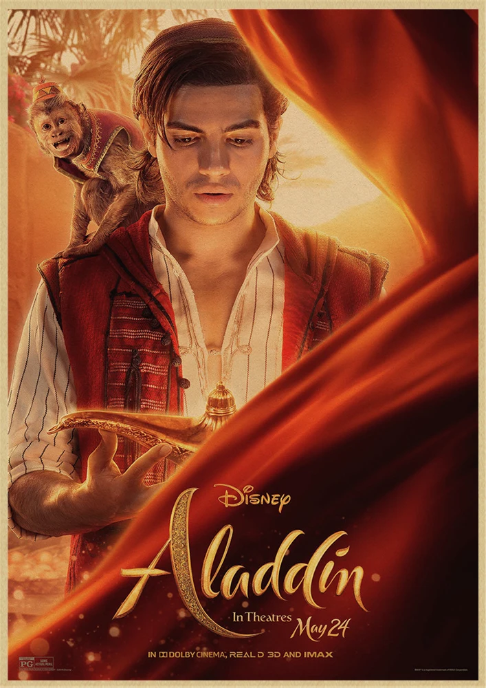 Aladdin крафт бумага Постер настенная Will Smith наклейка декор для спальни|Наклейки на