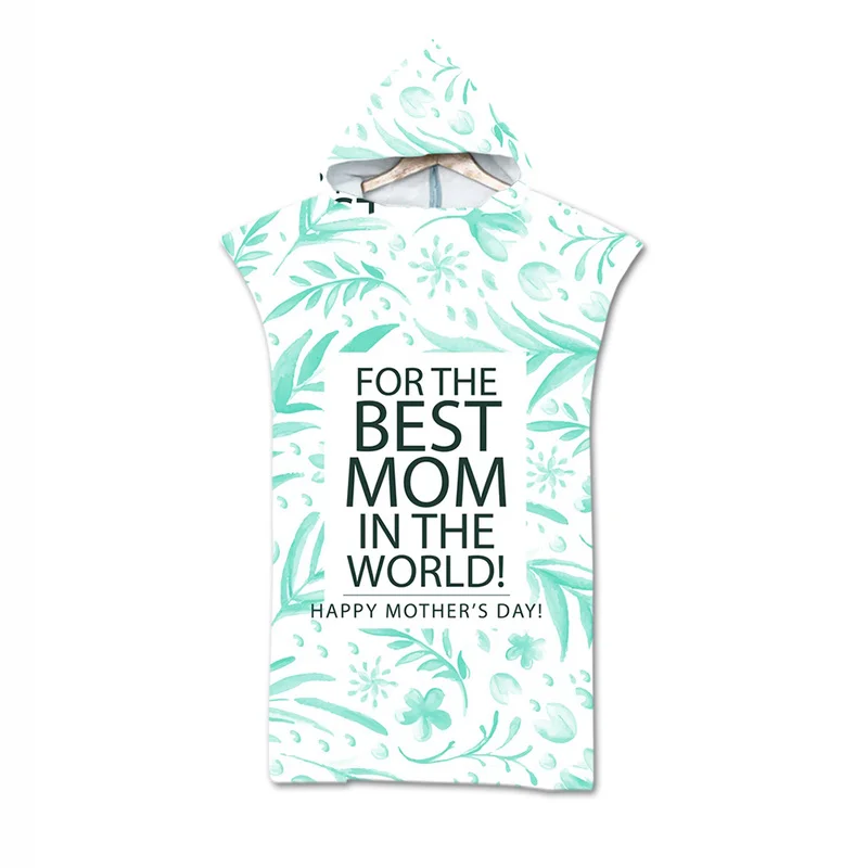 

New leaves geometry Towel Adult Microfiber Dressing Robe Hooded Bath Towel Swimming Surfing Beachwear