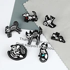 Черные кошки Скелет готические булавки броши ужас панк собаки птицы значки джинсовая одежда аксессуары для мужчин женщин животные Ювелирные изделия Подарки