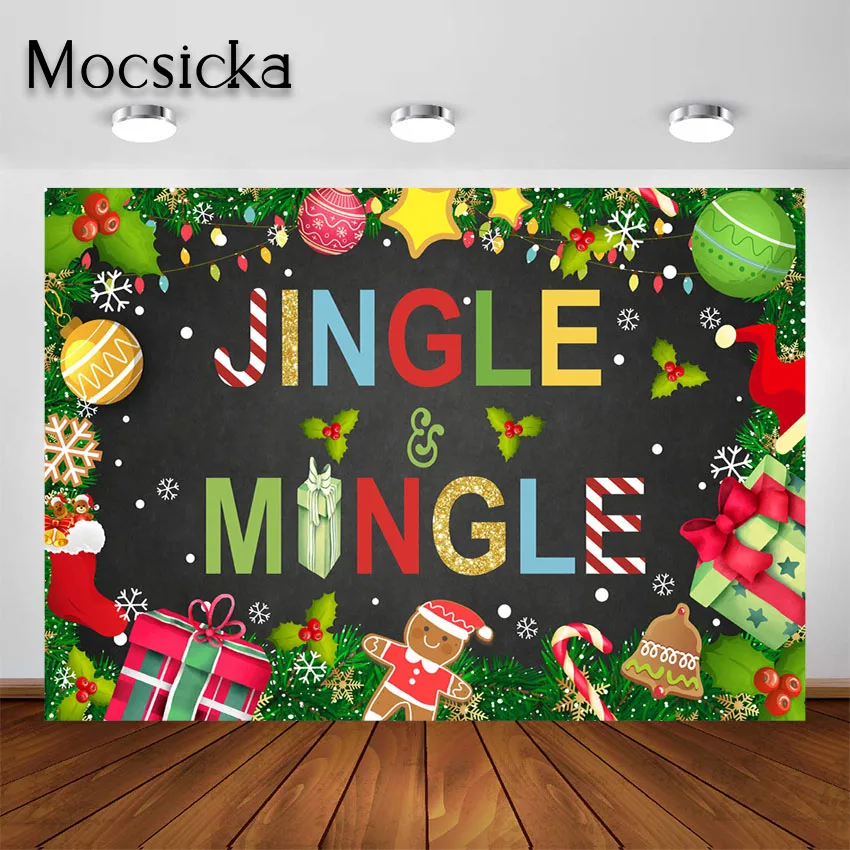 

Mocsicka Jingle and Mingle Backdrop праздничный фотографический фон для фотосъемки