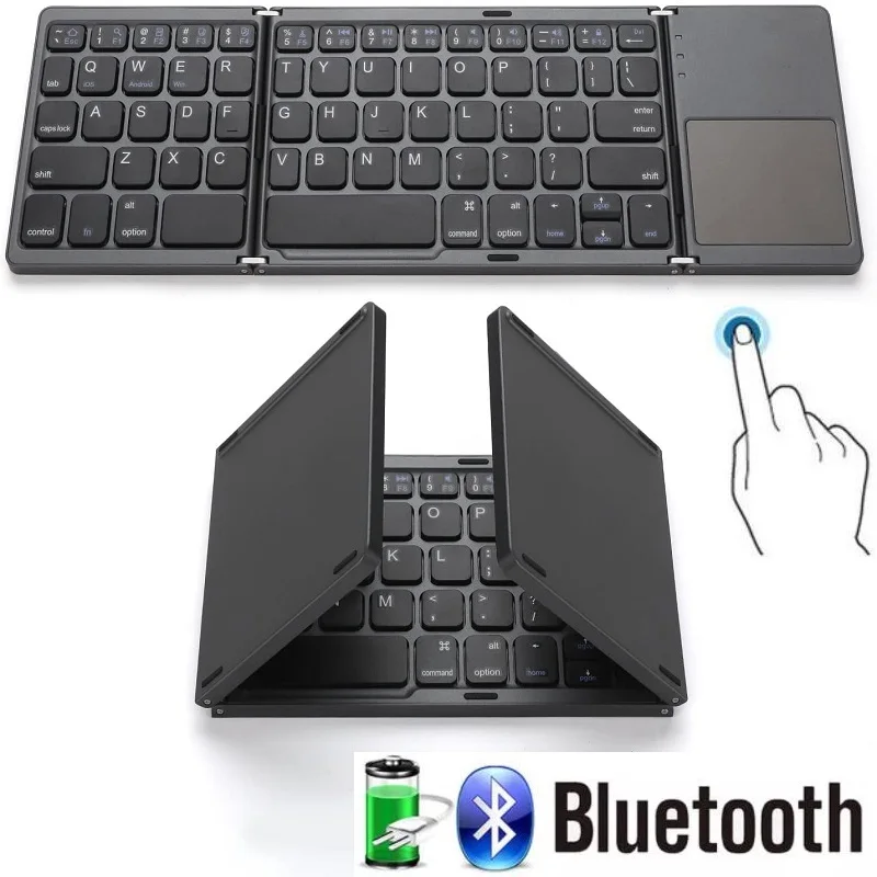 

Smart Folding 64 Keys Office Keyboard Bluetooth Wireless Rechargeable Keypad With Touch Pad For PC Android Ios Tablet Ipad Phone