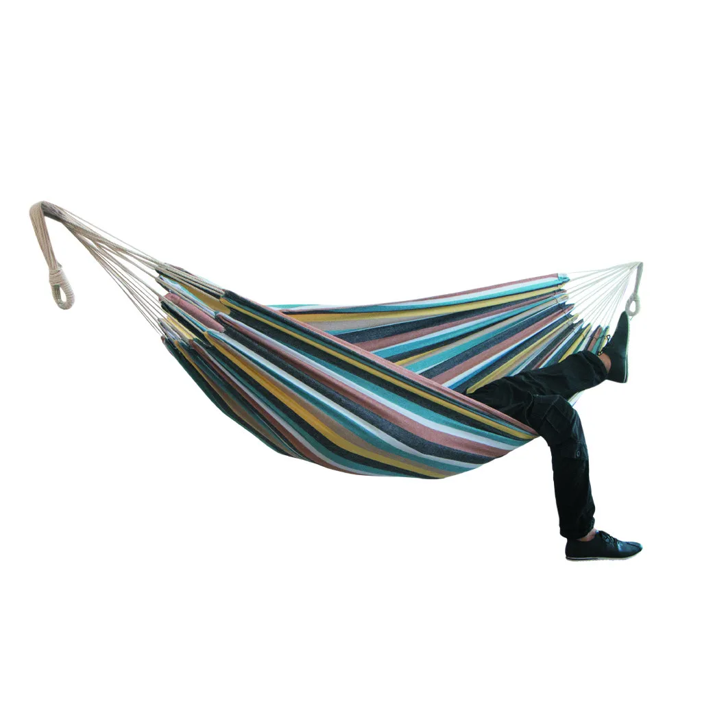 

60#Two-person Hammock Camping Thicken Swinging Chair Outdoor Hanging Bed Canvas Rocking Chair Not with Hammock Stand 200*150cm